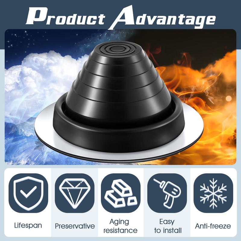 Yaocom 4 Pcs #3 Metal Roof Pipe Flashing Vent Boot