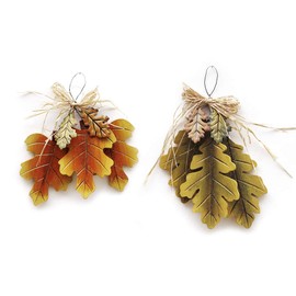 WHY Decor Wooden Hanging Fall Leaves Set of 2 Oak Tree Leaf Cluster Decor Wood Leaf Wall Art for Harvest Autumn Thanksgiving Home Decor 13 x12 Inches