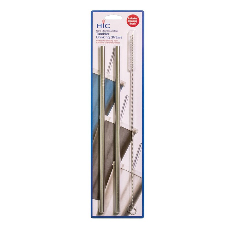 HIC Kitchen Reusable Tumbler Drinking Straws, 18/8 Stainless Steel, Set