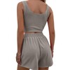 Edhomenn Women's Solid Color Vest Pants Sets Ribbed Square Neck