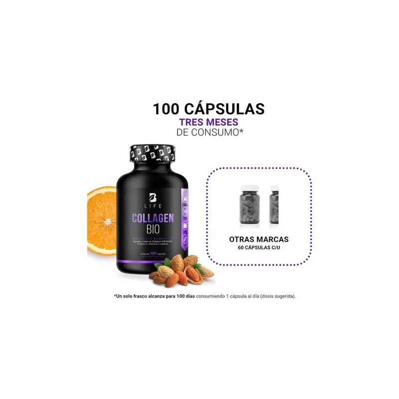 Biotina, Colágeno Y Vitamina E 100 Cápsulas, Collagen Bio. B