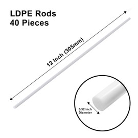 White Plastic Stick Low Density Polyethylene LDPE Plastic Welding Rod, 5/32" Diameter, 12" Length, 40 ft. by Mujoiny