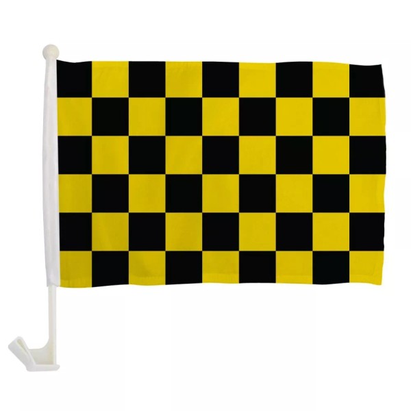 Unbranded 1 Doz Yellow & Black Checkered Single-Sided Car Flag