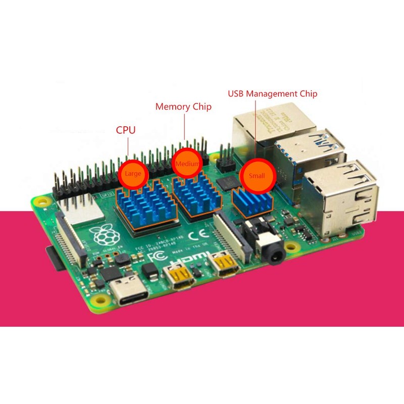 Jopto Aluminum Heatsink with Thermal Tape Compatible with Raspberry Pi