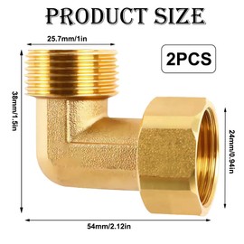 Pack of 2 Brass Movable Screw Connections, 3/4 Inch Brass Angle 90°, 3/4 Inch Male / Female Brass Elbow with O-Ring, DN20 90 Degree Angle Fitting for Water Installations and Central Heating Systems