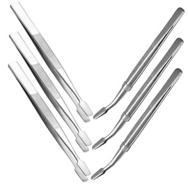SHINEOFI 6pcs Multi-use Metal Tweezers for Stamp Collecting Hobby and Eyelash Application Stainless Steel