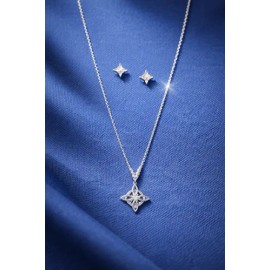 Cadena Nudo De Bruja, Con Aretes Plata Ley 925. Incluye Caja