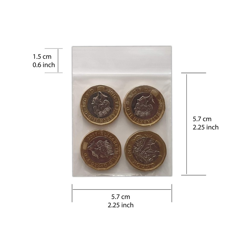 100 Tiny UKPLAST Grip Seal Bags, 2.25"x2.25" / 5.7x5.7cm Resealable