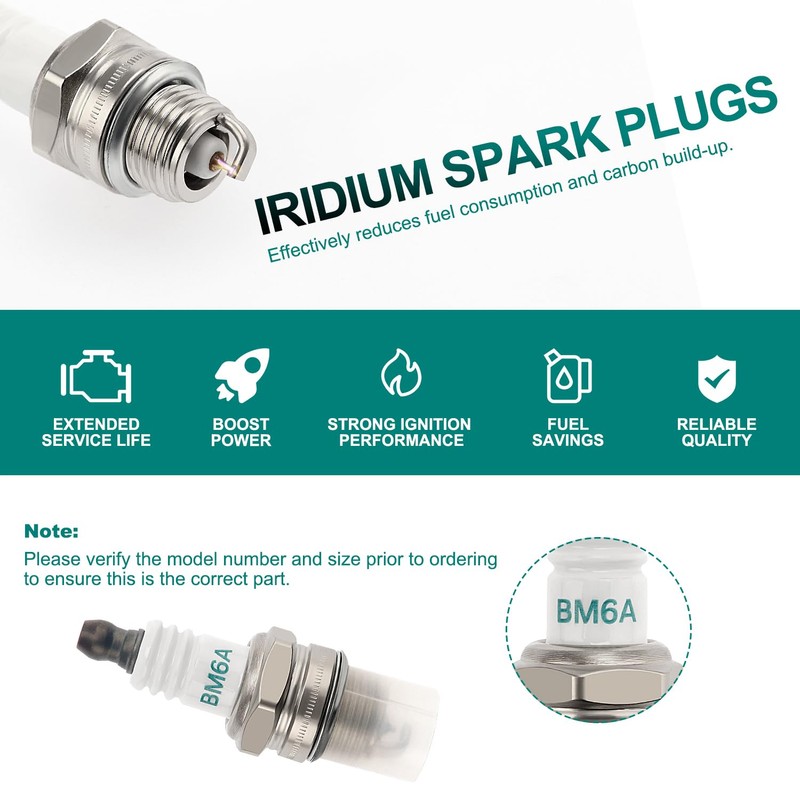 VooGenzek 3 PCS Spark Plug BM6A, Lawnmower Spark Plug, BM6A