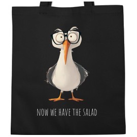 Shirtracer Baumwolltasche - Statement - Taschen - Now we have the salad Möwe I Jetzt haben wir den Salat Geschenk mit Spruch lustig I Lustige Sprüche lustig - Unisize - Schwarz - statements tasche