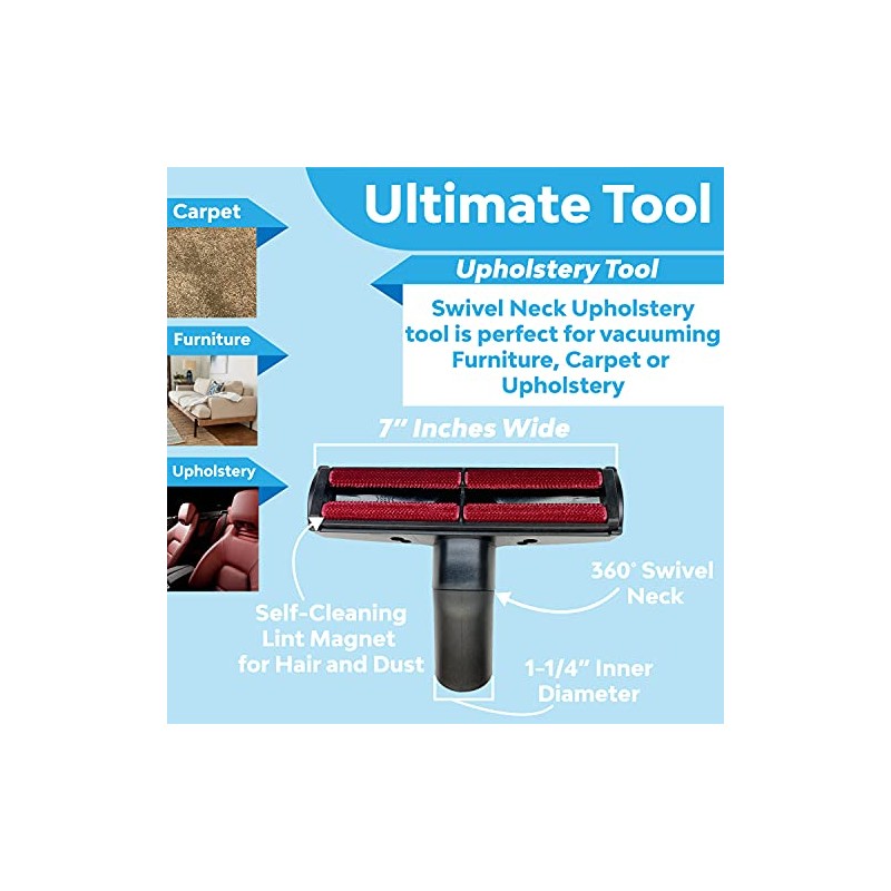 Wessel-Werk Universal Vacuum Attachment Upholstery Tool for Carpet or Furniture