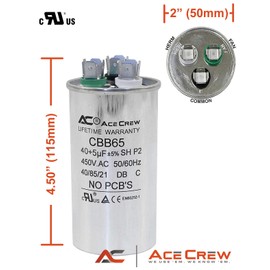 ACECREW 40+5 uf Capacitor 40/5 440VAC UL Premium Quality Dual Run Capacitor for AC Motor Run or Fan Start or Condenser Straight 40 + 5