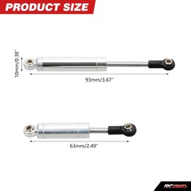 RCAWD Front Rear Shocks AX31488 for 1/18 Axial Yeti Jr Can Am Maverick Silver
