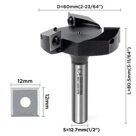 KOWOOD - Broca de enrutador de superficie con alerón CNC, vástago de 1/2 pulgadas, diámetro de corte de 2-23/64 pulgadas, longitud de corte de 15/32 pulgadas, 3 alas, alerón profesional para carpintería