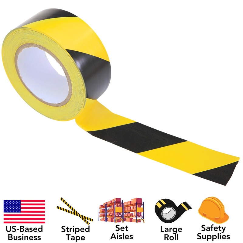 Harrier Hardware PVC Striped Safety Warning Adhesive Tape, Black &
