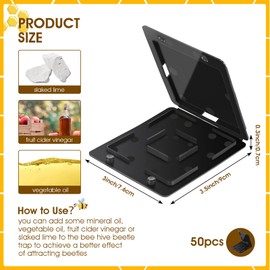 Qualirey Black Plastic Beehive Beetle Trap Beehive Beekeeping Tools Beekeeping Supplies Reusable Beetle Collecting Tools for Beekeeping Keeping The Small Hive Beetle Out(50 Pcs)