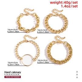 Sakytal Chunky Gold Bracelet Cuban Link Bracelet Fashion Stackable Bracelet Set for Women (Gold)