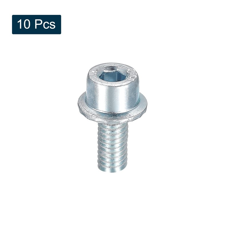 sourcing map M4x8mm Flanged Socket Head Cap Screws, 10pcs 8.8