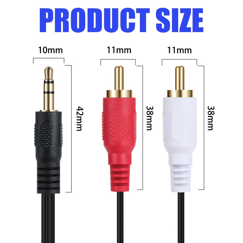 Tunghey Coiled DC 3.5mm to RCA Adapter Cable, TRS to