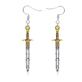 Percy Jackson Riptide Sword Sea of Monsters Olympian Demigod Silver Tone Drop Dangle Earrings