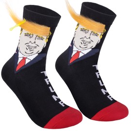 COZYMATE Trumpy Socks 2024 with Hair Novelty Trumpy Gag Gift Socks for Men Patriotic Funny Trumpy Merchandise Gifts