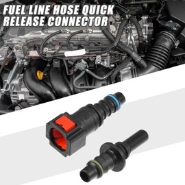 A ABSOPRO Car Fuel Line Hose Quick Release Connector Kit Straight 5/16" 7.89mm SAE to 5/16" 8mm Disconnect Hose Plastic Red