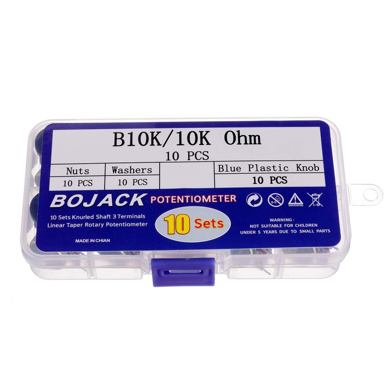 BOJACK 10 Sets B10K Knurled Shaft 3 Terminals Linear Taper