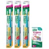 GUM(ガム) プラス 歯ブラシ#226 [3列コンパクト ふつう 極細毛] 3本パック+おまけ付き まとめ買い ※色は選べません
