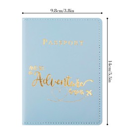 GLADFRESIT Passport Holder Cover - 1Pcs PU Leather Travel Passport Cover Case for Passport Credit Cards Boarding Passes(Light Blue)