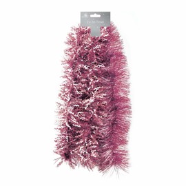 Tallon 7164 Festive Wonderland Xmas Christmas Shiny Fine Cut & Matt Zig Zag Tinsel 12M - Blush Pink