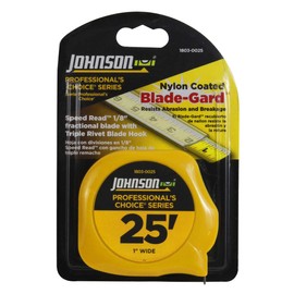 Johnson Level & Tool 1803-0025 Professional's Choice Power Tape, 25', Black/Yellow, 1 Tape