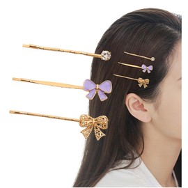 Herbeluemily Hair Clip, Bangs Clip, Bangs Pin, Hair Ornament, Hair Clip, Bijou, Cute, Set of 3, Purple