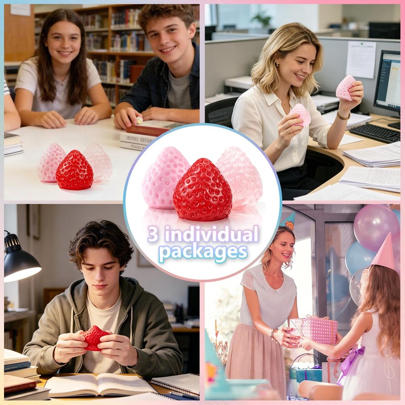 Big Strawberry Glow in The Dark Squishies, Sticky Fruit Squeeze,