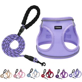 PUKAKO Dog Harness, Cat Leash Set, For Small Dogs, Dog Harness, For Cats, Clothes, Mesh Material, Gentle on the Body, Reflective Material, Adjustable, Walking, Easy to Put on and Take Off, Pull