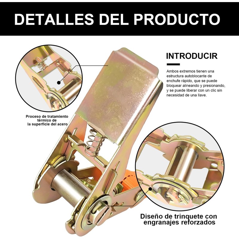 Eslingas con Matraca, Juego de 6 Piezas de 2.5cm x