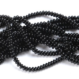 150PCS 2x4mm Natural Black Agate Stone Rondelle Beads Abacus Disk Stone Beads Round Loose Spacer Gemstone for DIY Bracelet Necklace Jewelry Making