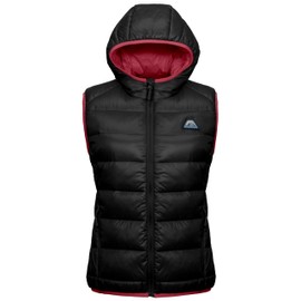 Mapamyumco Women’s Lightweight Puffer Vest with Hood, Water-Resistant Sleeveless Jacket for Hiking Ski Black S
