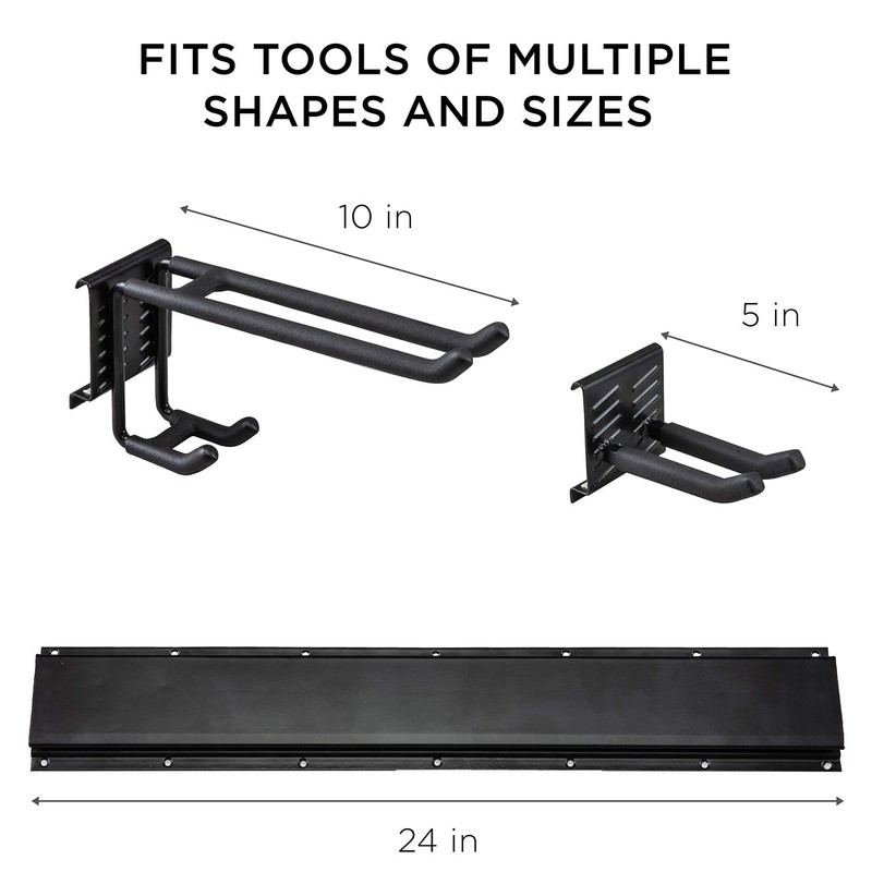 Tool Storage Rack, 8 Piece Garage Organizer, Metal, Wall mounted,