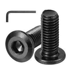 COCO Park M6-1.0 x 10mm Flat Head Socket Head Cap Screws with Hex Spanner Bolts Kit, 304 Stainless Steel 18-8, Full Thread Countersunk Bolts, Black Oxide, 25PCS
