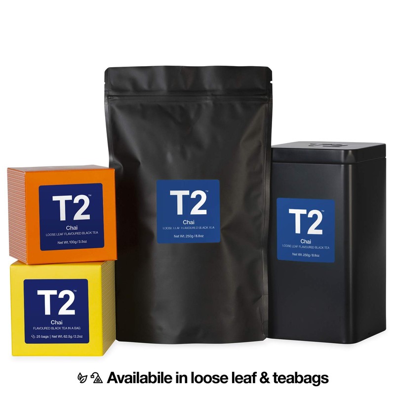 T2 Tea Chai Black Tea Bags in Box, 25-Count