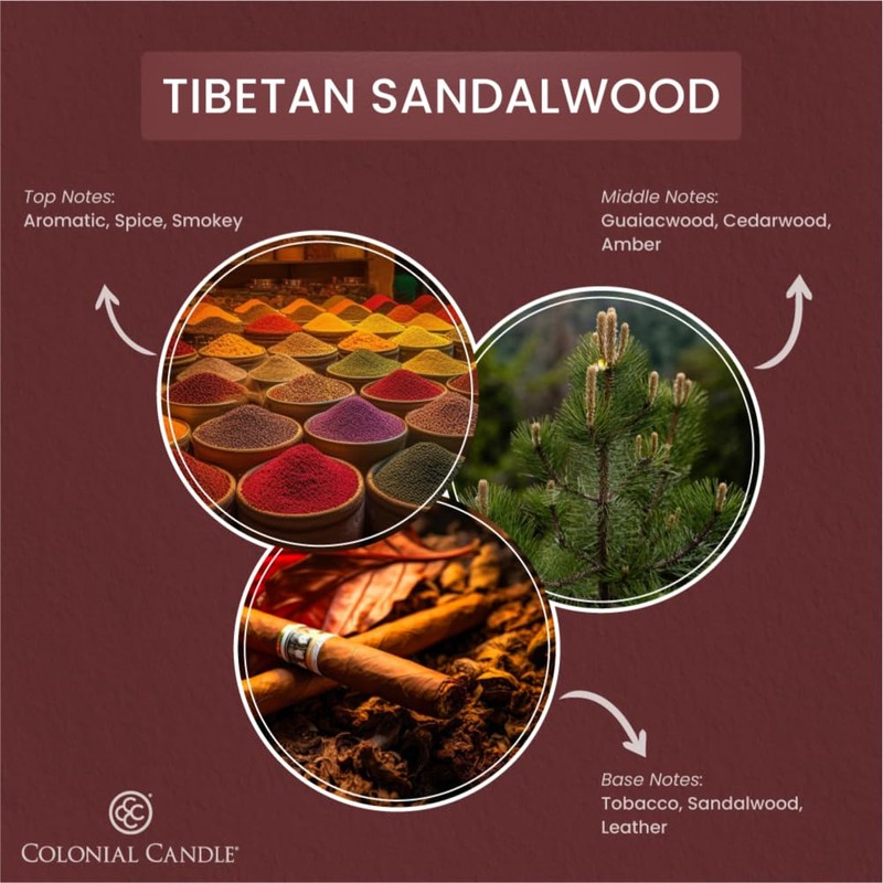 Colonial Candle Tibetan Sandalwood Scented Jar Candle, 2 Wick, 3.5