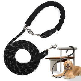 Adjustable Tie Out Dogs Leash, 6FT Detachable Grip Handle Rope Dog Leash, Reflective for All-Sized Dogs, Durable, Comfortable, Ideal for Walking and Training, Black