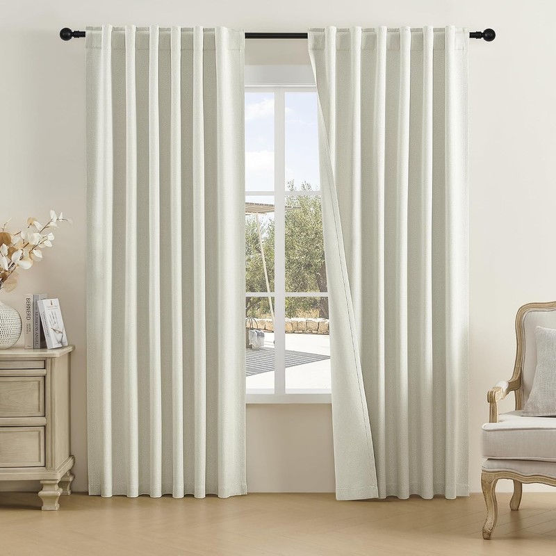 DUALIFE - Cortinas 100 opacas de lino texturizado de 84