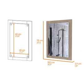 SVRCK Rectangle Bathroom Mirror with Light Pine Frame, Sleek Design for Home Decoration, Horizontal or Vertical Hanging