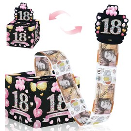 ZAOHUI Happy Birthday Money Box Cash Gift Pull, 18th Birthday Gifts for Girls, Surprise Money Gift Box, Money Gift Ideas that Pulls Out 50 Clear Bags for Giving Cash at Birthday Parties