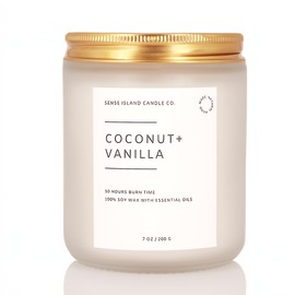 Coconut Vanilla Scented Candle – 7oz Soy Wax | Sensual Coconut Milk Vanilla Sand | Long Lasting Highly Scented Candle for Women | Warm Gourmand Fragrance | Gift for Her, Bedroom or Bath