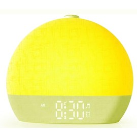 ARUQO Light Alarm Clock with Sunrise Simulation and Colour Changing Alarm Clock with LED Display, Alarm Clock, Grey