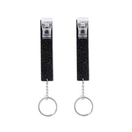 XIANGXING XIANGXING Newest Upgraded 2 Pack Credit Card Puller, Cute Debit Bank Card Grabber for Long Nails ATM Keychain Women with Plastic Clip (Black+Black)