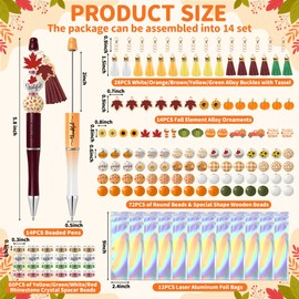COcnny Fall Religious Beadable Pens - 14 Set Autumn DIY Ballpoint Pen Making Kit with Bead Craft for Kids, Thanksgiving Beaded Pen Bulk Charm Tassel Supplies for Party Women School Students Gift