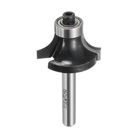 HARFINGTON Roundover Router Bit 1/4" Shank 5/8" Cut Diameter (5/16" Cut Radius) Carbide Tipped 2-Flute Rounding Over Bits with Bearing Guide for Woodworking Carpenter, Black